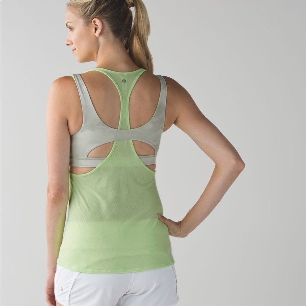 Lululemon All Sport Support Tank Clear Mint / Nimbus Puff White Silver Spoon -12
